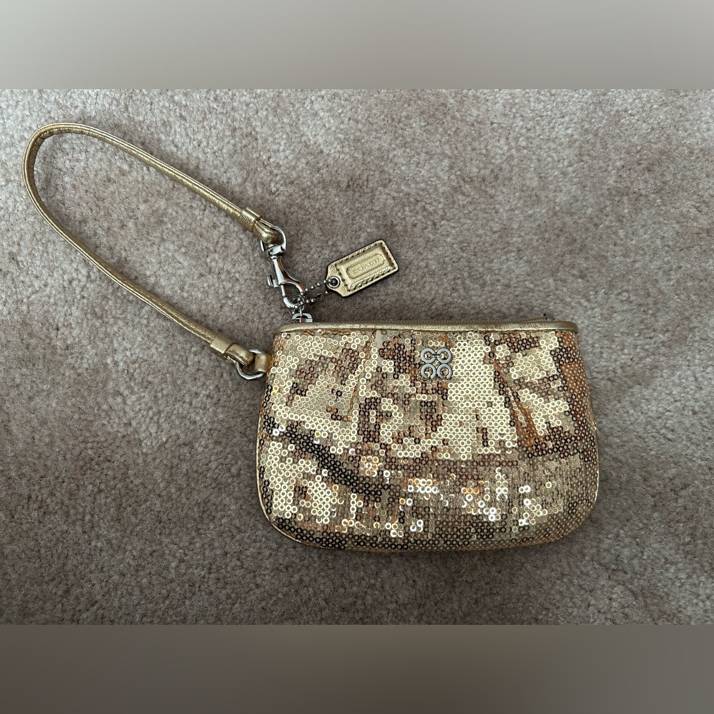 Coach Gold Sequin Wristlet